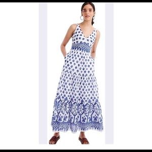 J.Crew blue and white cotton maxi dress. Size 2